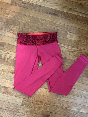 Lululemon Women's Orange Pink Black and Red Leggings Size 2